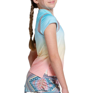 Girls` Lucky Club Short Sleeve Tennis Top Cool Blue LUCKY IN LOVE