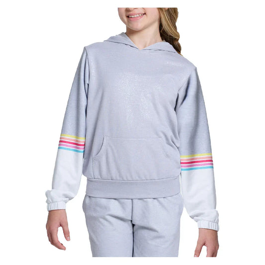 Girls` Over The Rainbow Tennis Hoodie Heather Grey LUCKY IN LOVE 2XS