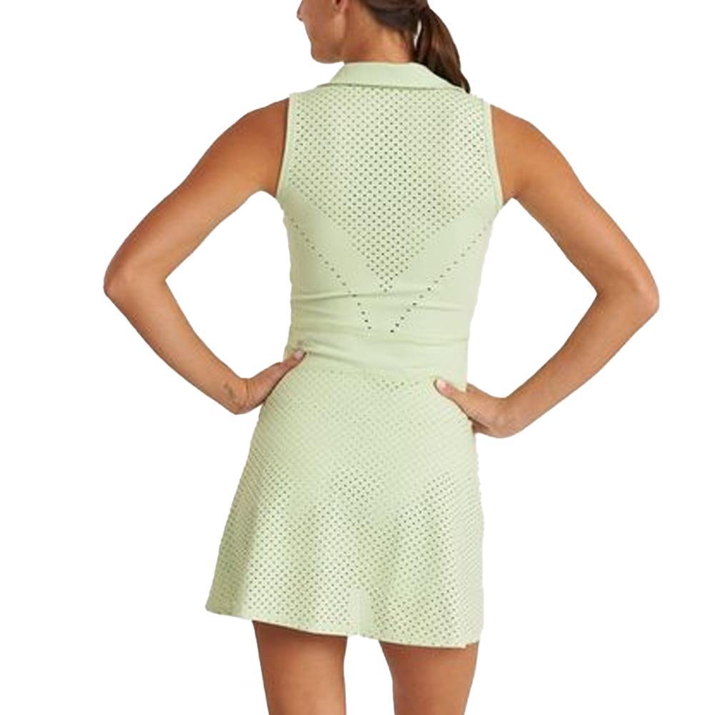 Women's Perforated Zip Tennis Dress Womens Apparel THRIVE SOCIETE MATCHA XL