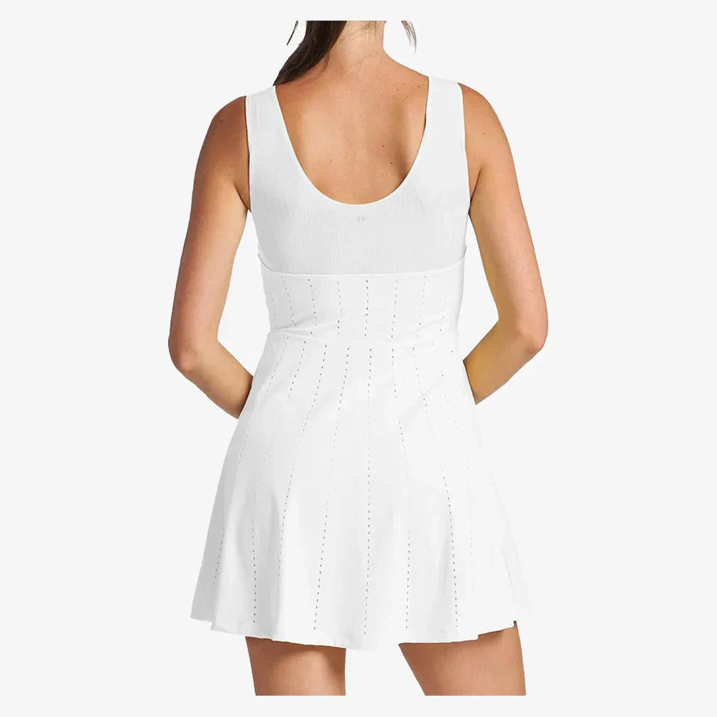 Women`s Endure Perforated Zip Tennis Dress White THRIVE SOCIETE