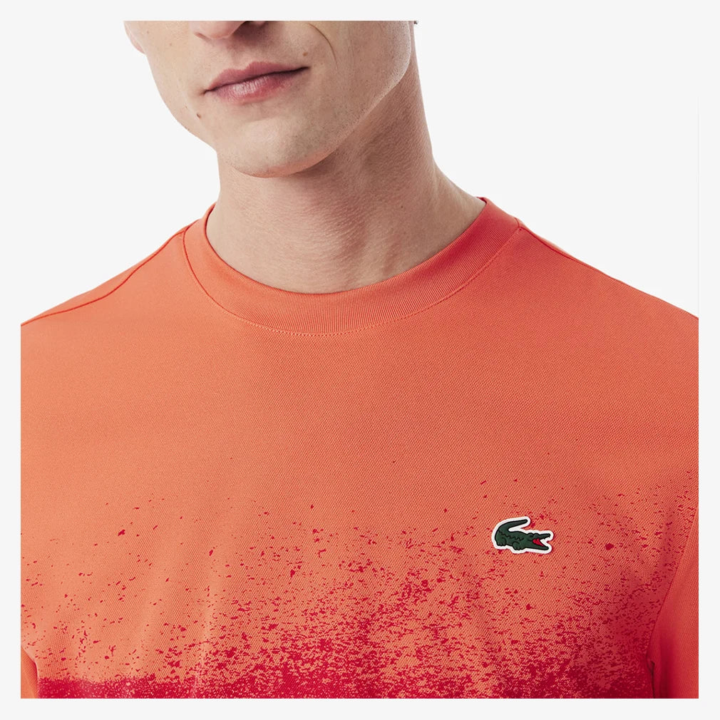 Men`s Novak Djokovic Ultra Dry Fan Tennis Crew Manguier and Grenadine LACOSTE