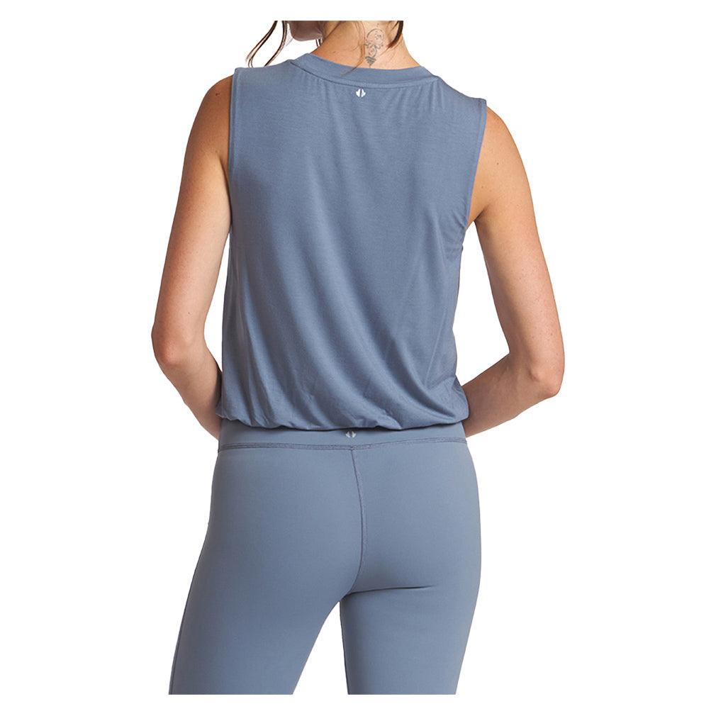 Women`s Bubble Hem Muscle Tennis Tank Indigo THRIVE SOCIETE