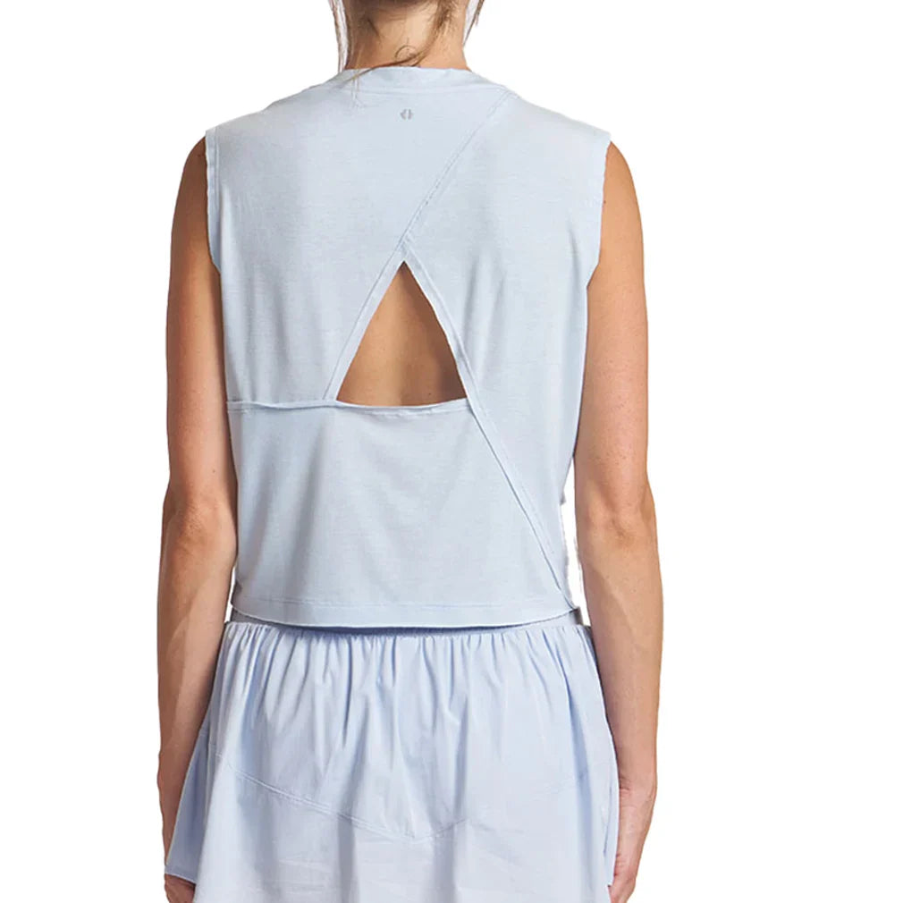 Women`s Overlap Back Tennis Top Bay Blue THRIVE SOCIETE