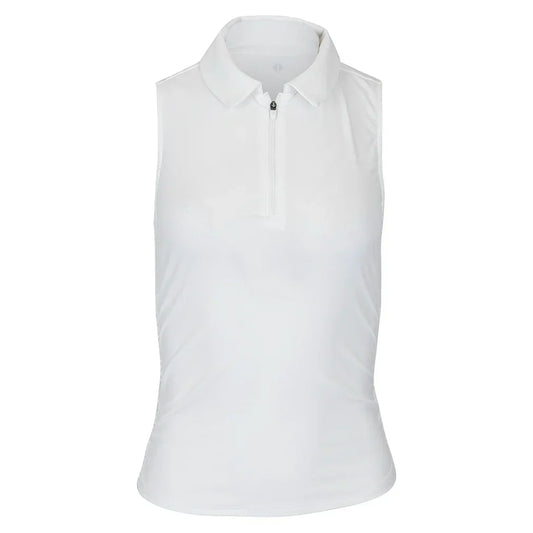 Women`s Shirred Zip Polo Tennis Tank White THRIVE SOCIETE XS White