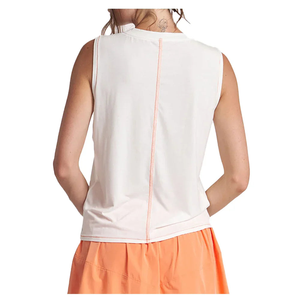 Women`s Contrast Stitch Muscle Tennis Tank White THRIVE SOCIETE