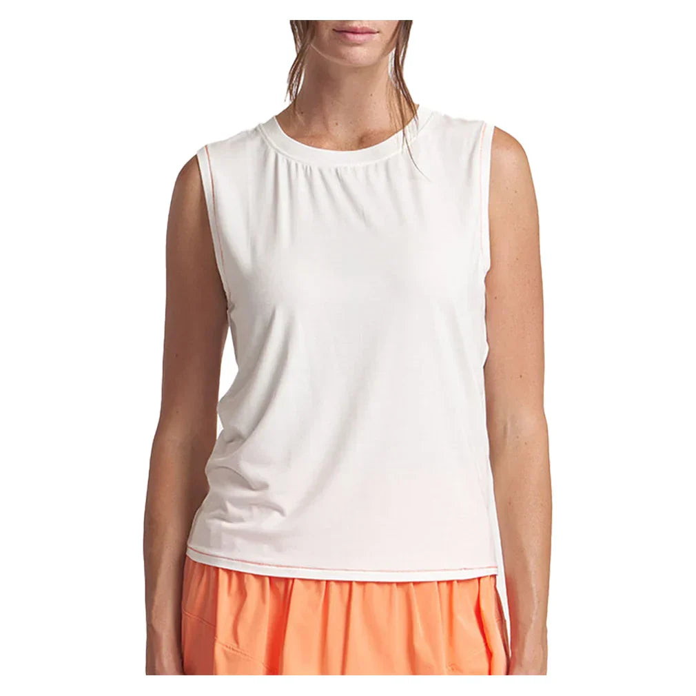Women`s Contrast Stitch Muscle Tennis Tank White THRIVE SOCIETE XS White
