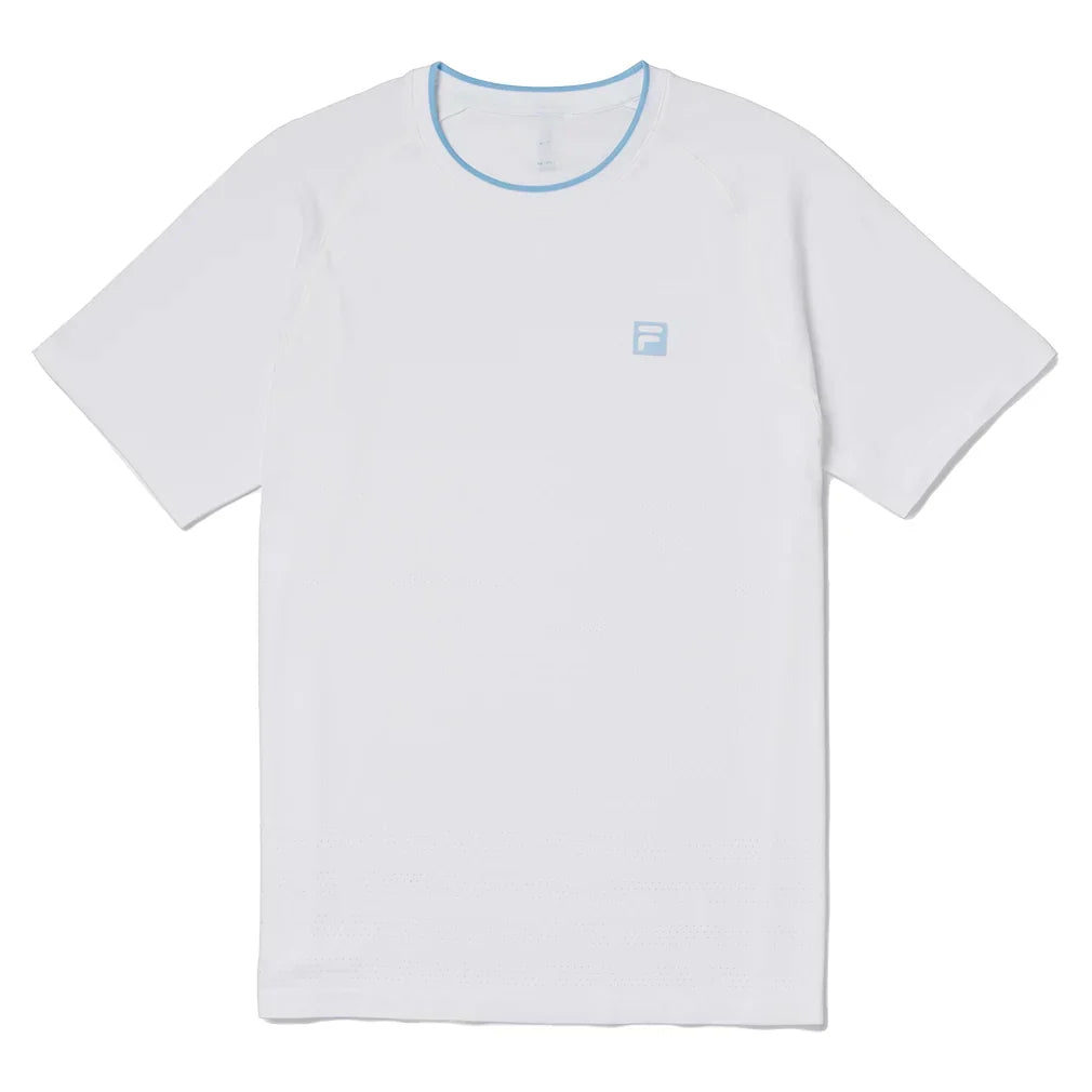 Men`s Center Court Ace Seamless Tennis Crew White and Skipper Blue FILA S