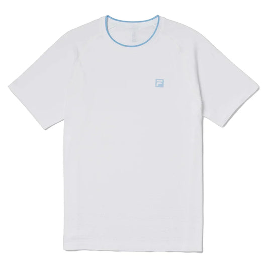 Men`s Center Court Ace Seamless Tennis Crew White and Skipper Blue FILA S