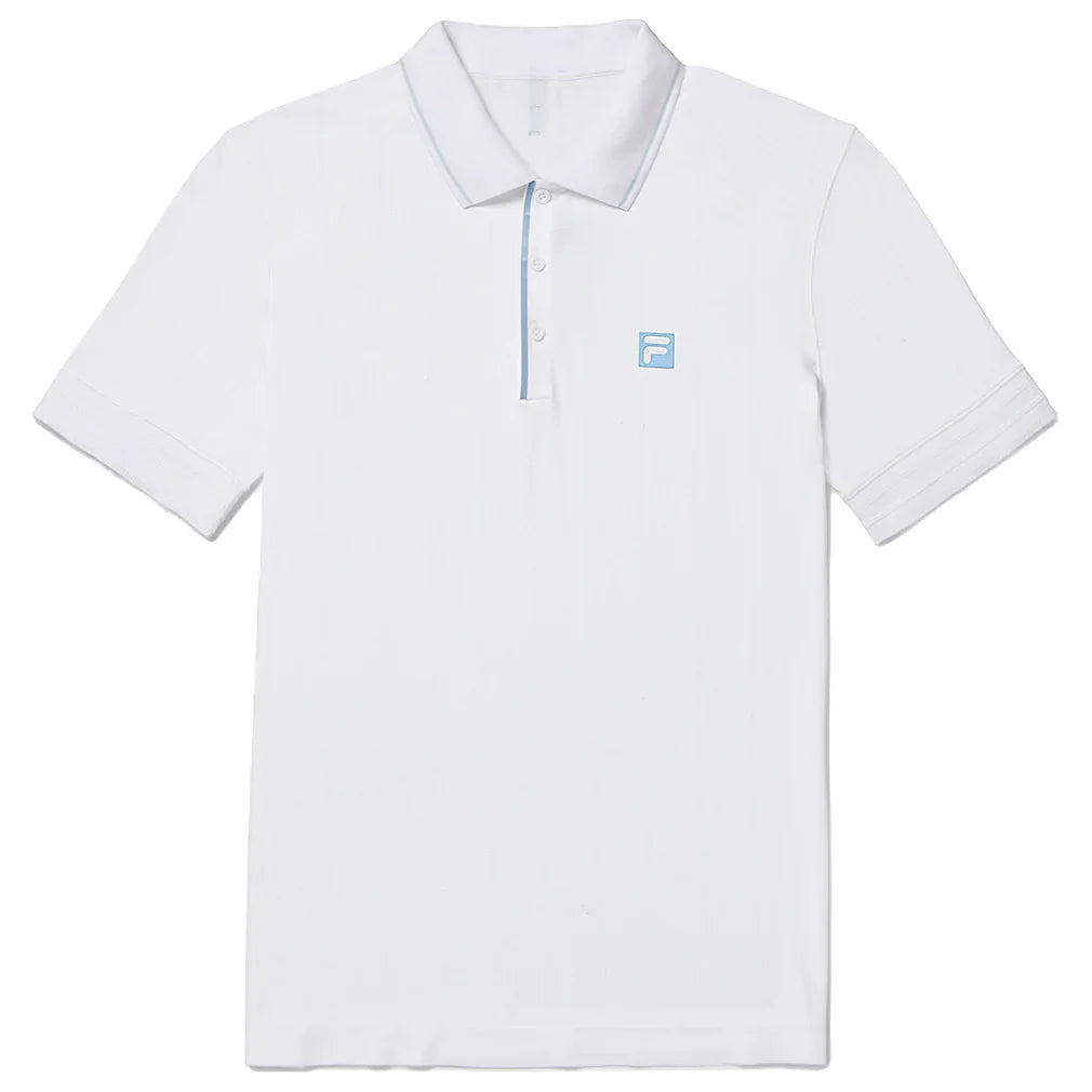Men`s Center Court Ace Seamless Tennis Polo White and Skipper Blue FILA S