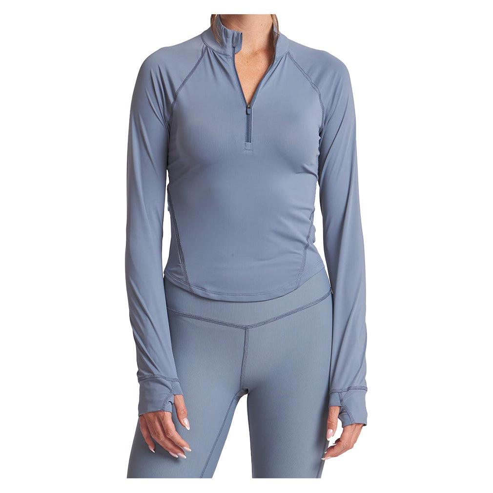 Women`s Zip Performance Long Sleeve Tennis Top THRIVE SOCIETE INDIGO XS
