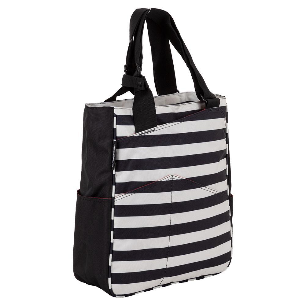 Women's Tennis Tote Stripes Black and Coconut Promotions MAGGIEMATHER