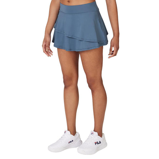 Women's Double Tier Court Tennis Skort Elemental Blue Womens Apparel FILA M
