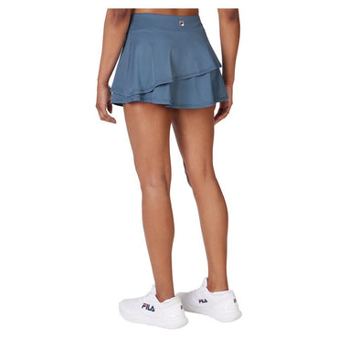 Women's Double Tier Court Tennis Skort Elemental Blue Womens Apparel FILA