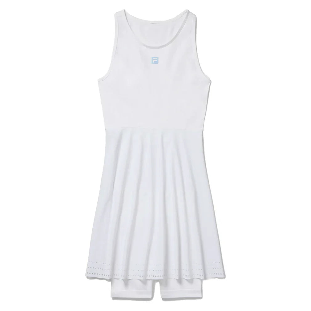 Women`s Center Court Seamless Tennis Dress White and Reflective Silver FILA XS White