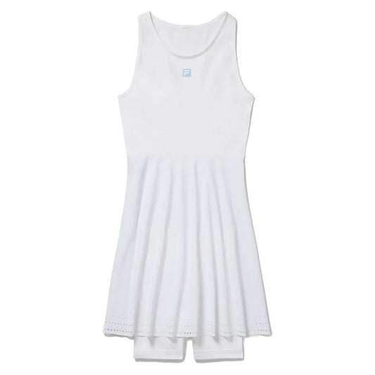 Women`s Center Court Seamless Tennis Dress White and Reflective Silver FILA XS White