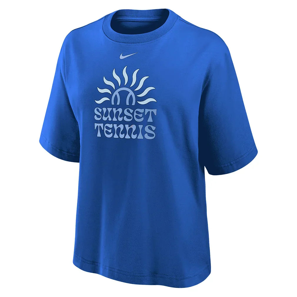 Women`s Cotton Short Sleeve Boxy Tennis Tee NIKE XS 4EV_GAME_ROYAL