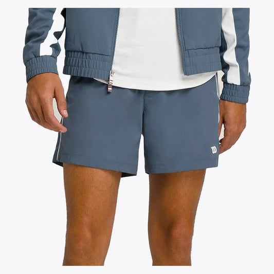 Men`s 6 inch Unlined Volley Tennis Shorts Slate Blue WILSON S