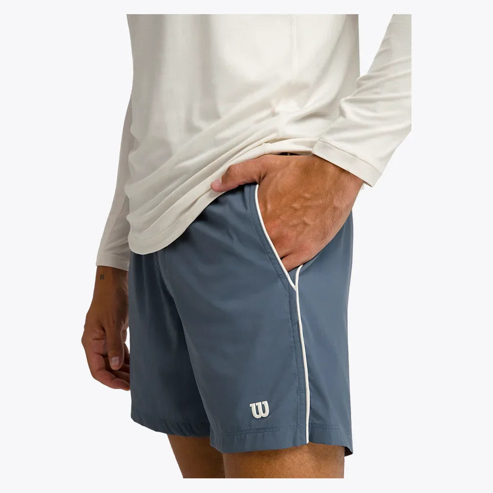 Men`s 6 inch Unlined Volley Tennis Shorts Slate Blue WILSON
