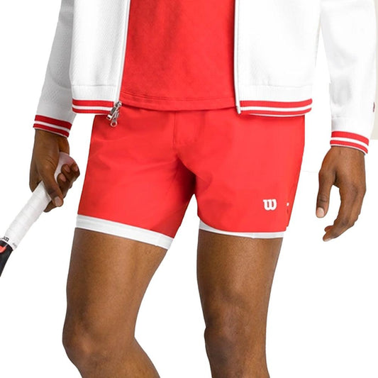 Men`s 7 inch Unlined Tournament V2 Tennis Short Infrared WILSON S