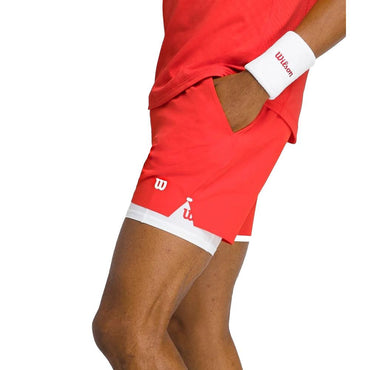 Men`s 7 inch Unlined Tournament V2 Tennis Short Infrared WILSON