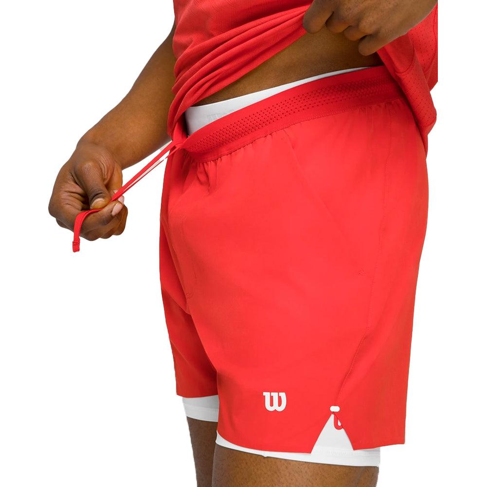 Men`s 7 inch Unlined Tournament V2 Tennis Short Infrared WILSON