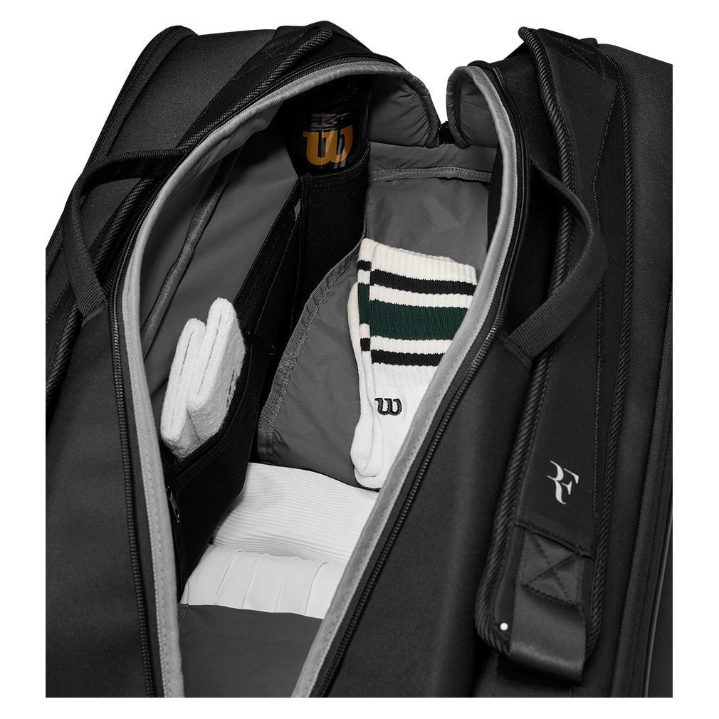 RF Tournament 15pk Tennis Racquet Bag Black SHOP BY PLAYER WILSON