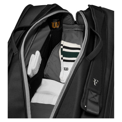 RF Tournament 15pk Tennis Racquet Bag Black SHOP BY PLAYER WILSON