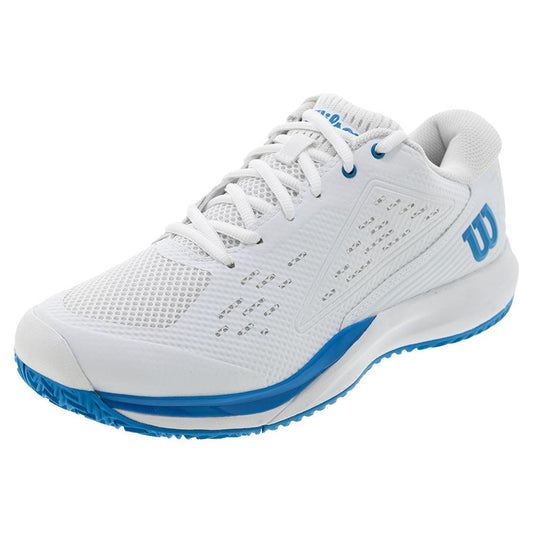Men`s Rush Pro Ace Oz Tennis Shoes White and Atomic Blue WILSON 7.5 White