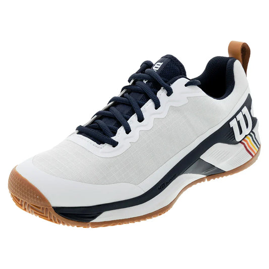 Men`s Rush Pro 4.5 Clay RG Tennis Shoes White and Navy Blazer WILSON 7 White