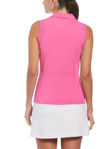 Women's 1/4 Zip Mesh Block Sleeveless Golf Polo Shirt
