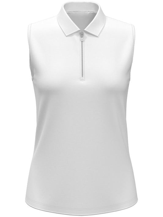 Women's 1/4 Zip Solid Sleeveless Golf Polo
