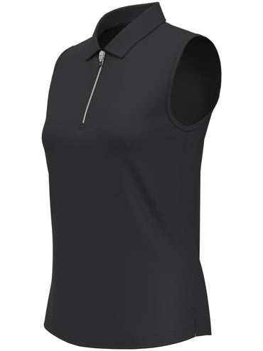 Women's 1/4 Zip Solid Sleeveless Golf Polo