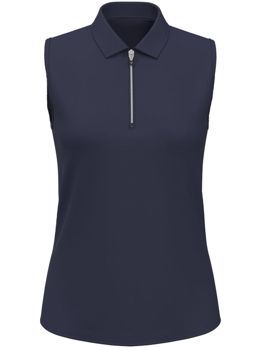 Women's 1/4 Zip Solid Sleeveless Golf Polo