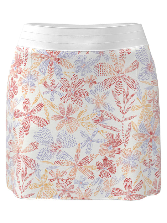 16" Abstract Floral Print Color Block Golf Skort (Bittersweet) 