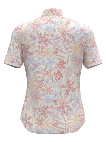 Women's Abstract Floral Print Zip Golf Polo