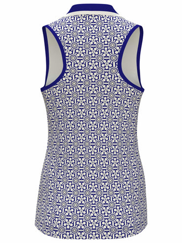 Women's Abstract Printed V-Neck Golf Top