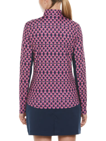 Women's Birdie Geo Print Sun Protection Quarter Zip