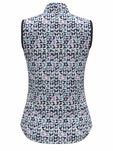Women's Butterfly Print Zip Golf Polo