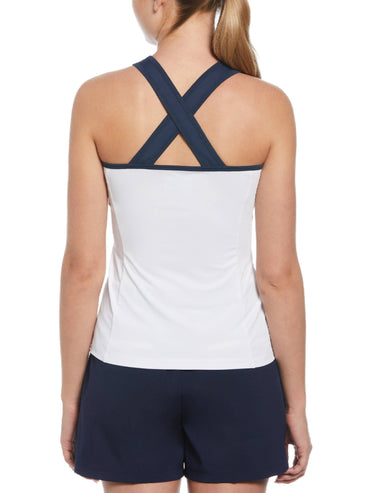 Women's Color Block Quarter Zip Tennis Tank Top
