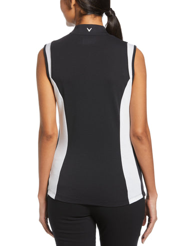 Women's Color Block Snap Front Golf Polo with Mesh Top Detail