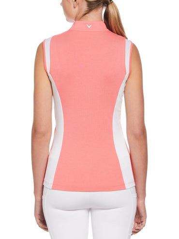 Women's Color Block Snap Front Golf Polo with Mesh Top Detail