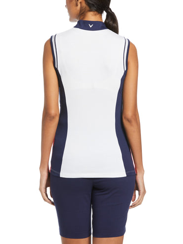 Women's Color Block Snap Front Golf Polo with Mesh Top Detail
