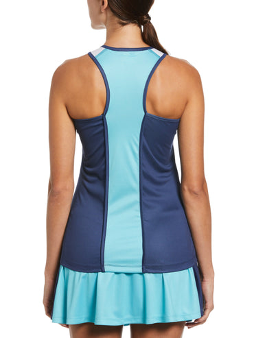 Women's Color Block Tennis Tank Top with Zip