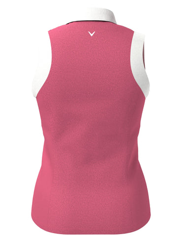 Women's Color Block V-Placket Sleeveless Golf Polo Shirt