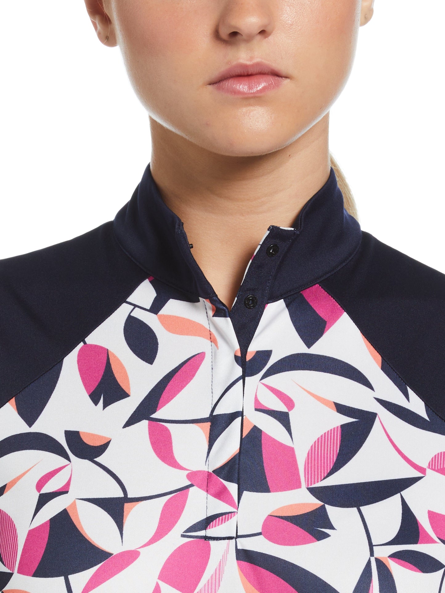Women's Cutout Floral Print Golf Polo
