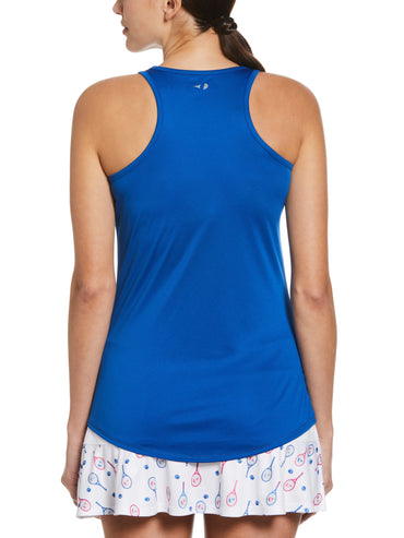 Women's Essential Solid Tennis Tank with Mesh Front Panel