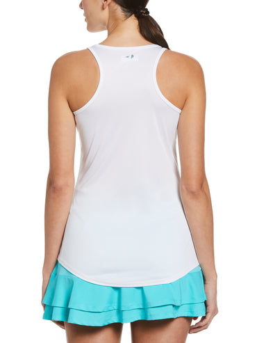 Women's Essential Solid Tennis Tank with Mesh Front Panel
