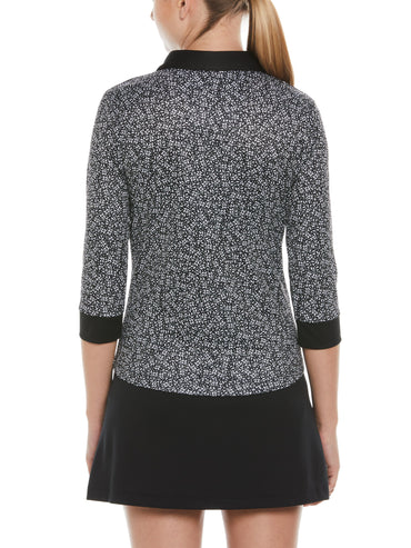 Women's Essentials Plus Geo Print Open Placket Golf Polo
