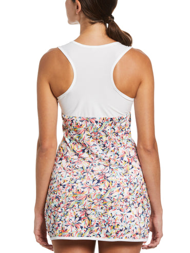Women's Floral Printed Racerback Tennis Tank Top with Mesh Inserts