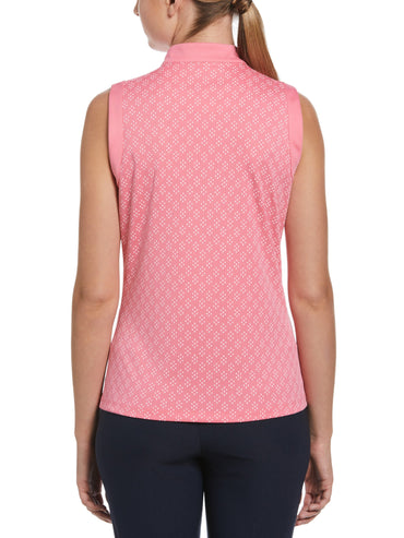 Women's Geo Print Golf Shirt with Mandarin Collar